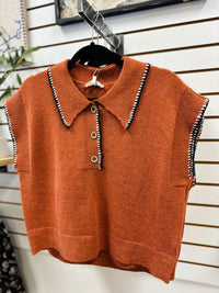 Rust and Black Stitch Detail Tank Top | Ciara Entro