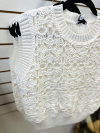 Cream Crochet Floral Sleeveless Top | Cassandra Gilli