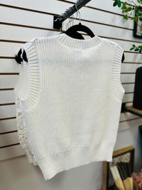 Cream Crochet Floral Sleeveless Top | Cassandra Gilli