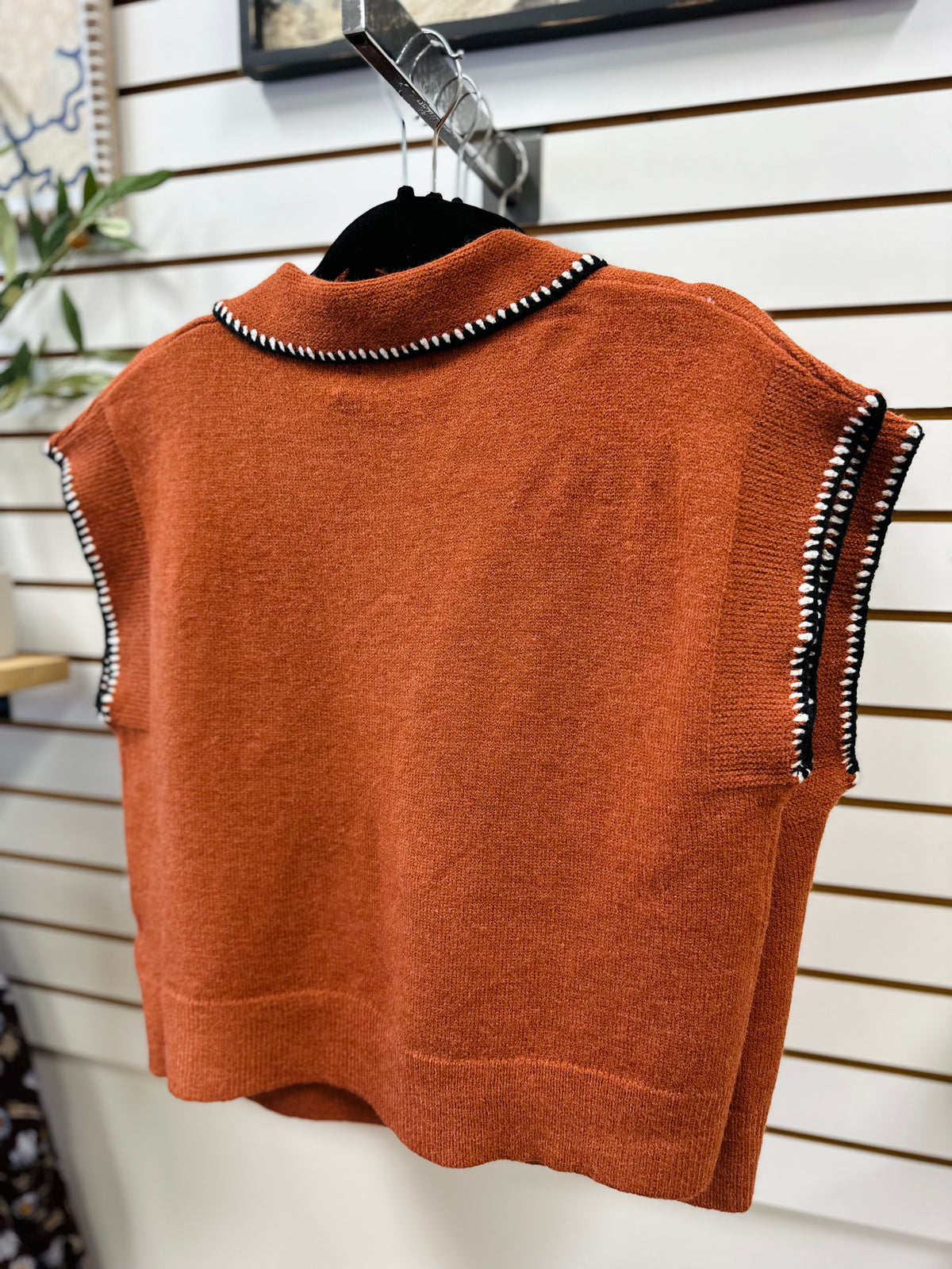 Rust and Black Stitch Detail Tank Top | Ciara Entro