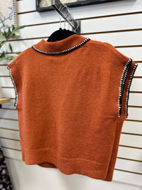 Rust and Black Stitch Detail Tank Top | Ciara Entro