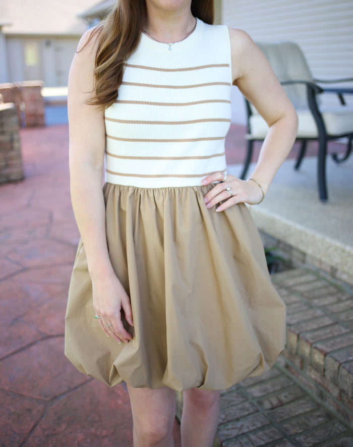 Stripe and Bubble Hem Dress | Cora Gilli