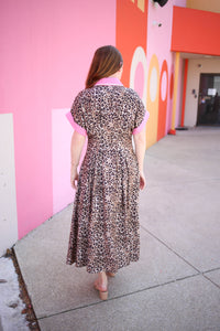 Leopard Print and Pink Detail Midi Dress | Tilly Entro