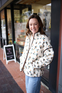 Brown Floral Fleece Jacket | Jaden Very J