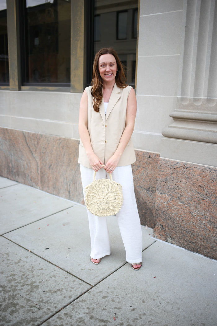 Sleeveless Tan Vest | Boutique Elise Gilli