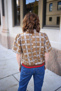 Brown and Red Plaid Sherpa Top | Margo VOY