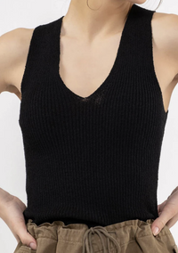 Knit V-Neckline Tank Top | Boutique Elise | Samantha Blu Pepper