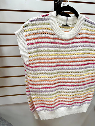 Bright Multicolor Crochet Detail Top | Tristen Staccato