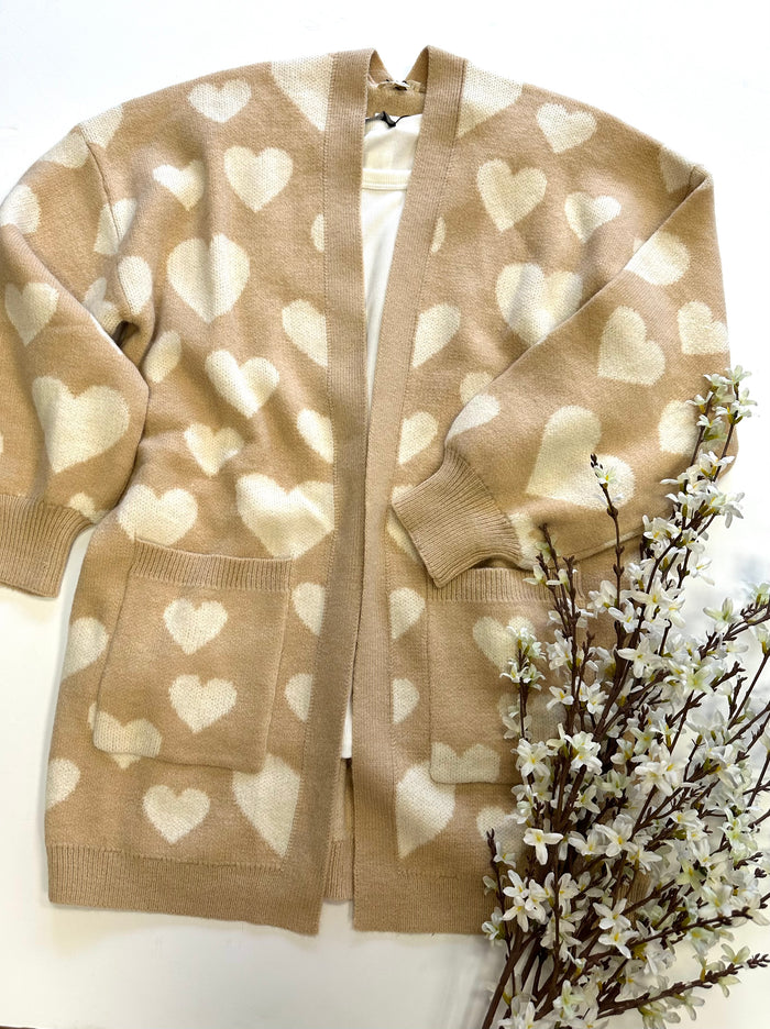 Cream Heart Detail Cardigan | Boutique Elise | Hailey Jodifl