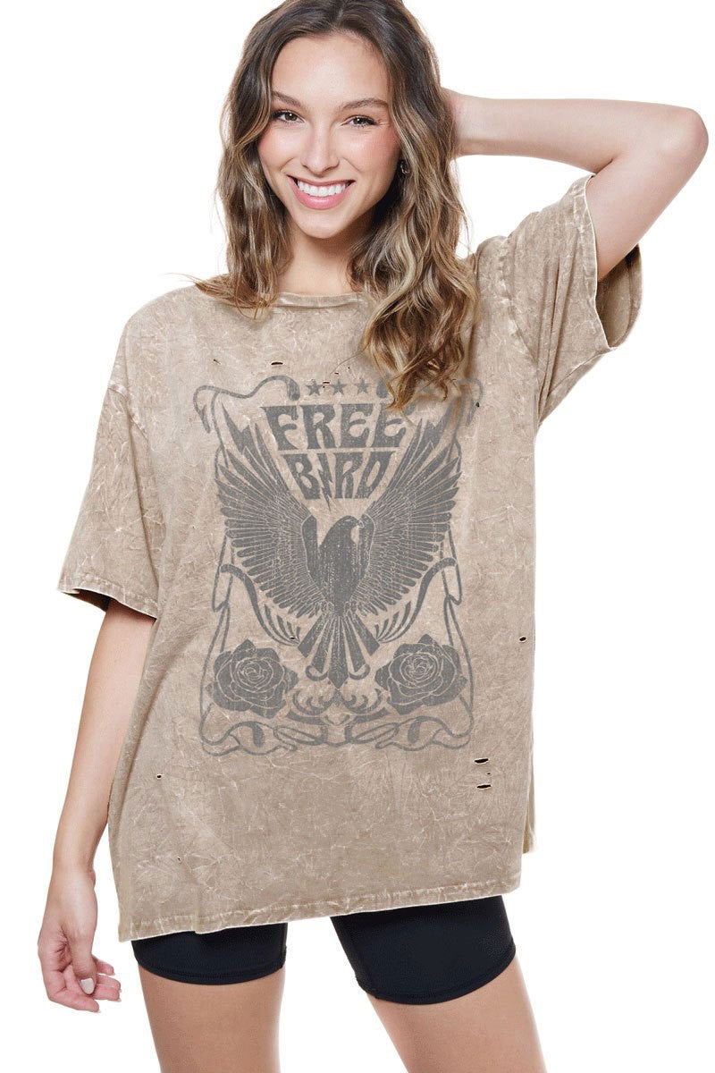 Free Bird Oversized Graphic Tee | Boutique Elise zutter