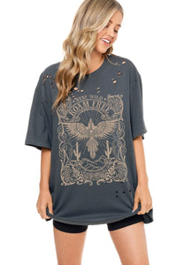 Distressed stay wild roam free graphic tee