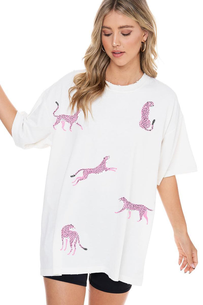 Pink Leopards Oversized Graphic Tee | Boutique Elise zutter