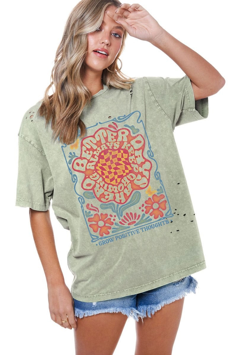 Better Days Ahead Green Mineral Washed Short Sleeve