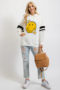 Off White Smile Sweatshirt with collar Easel
