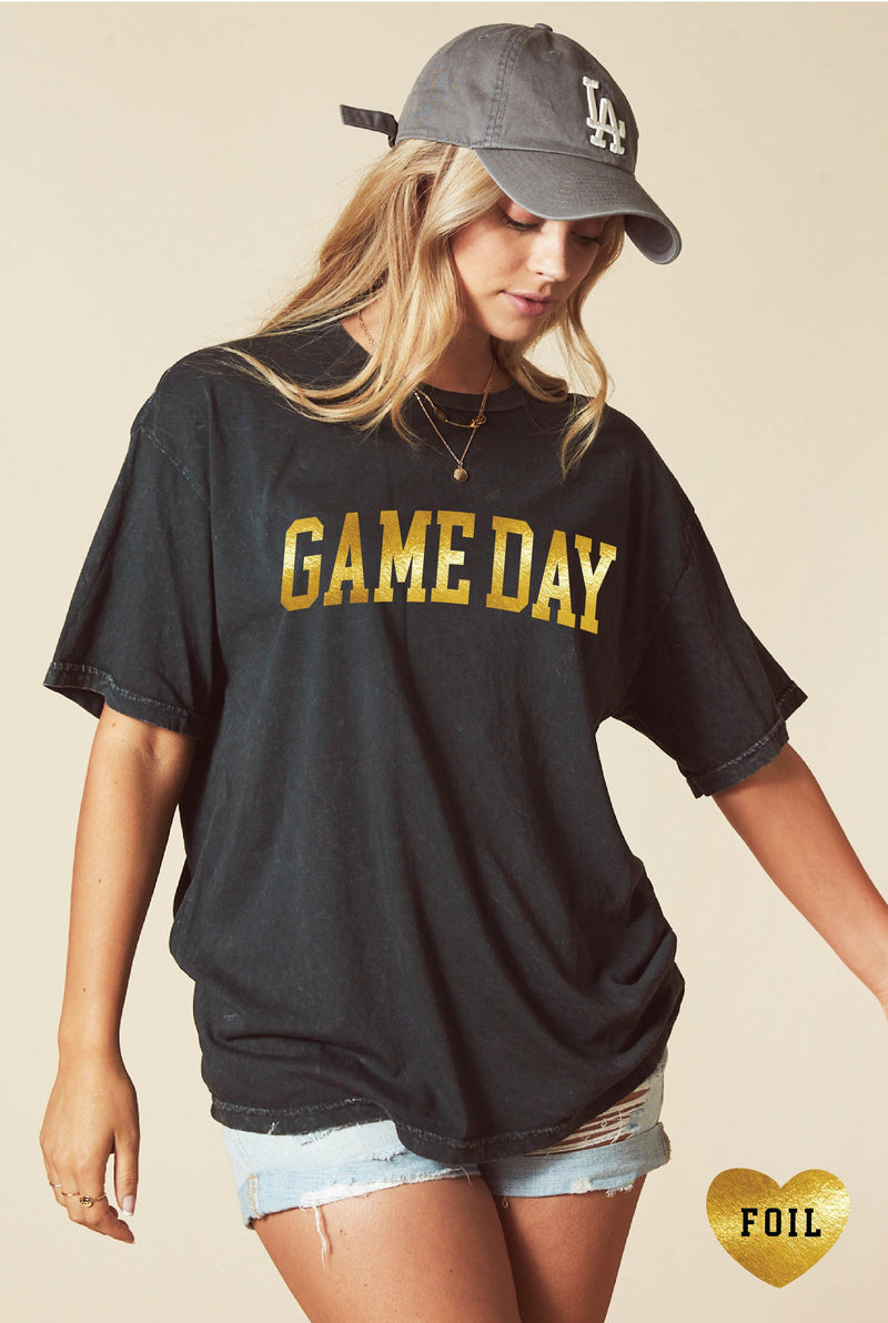 Black and Gold Game Day Graphic Tee | Boutique Elise oat collective