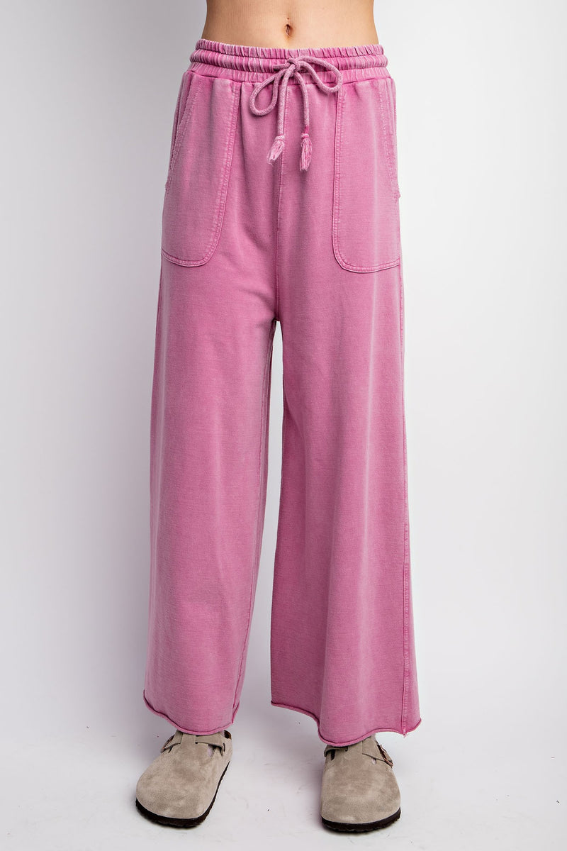 pink mineral wash crop lounge pants
