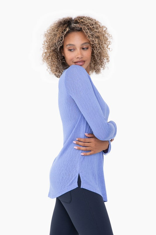 Periwinkle Blue Long Sleeve Activewear Top | Boutique Elise | Lana Mono b