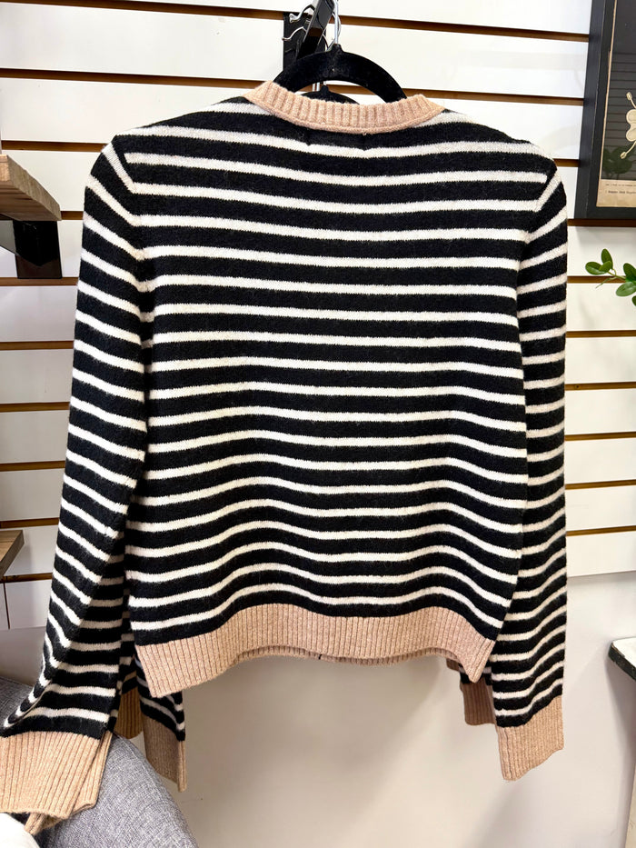 Black and Taupe Stripe Cardigan | Laurel Blu Pepper