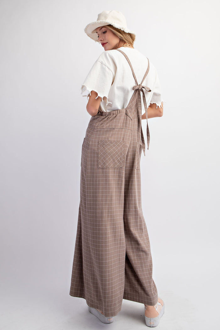 Checkerboard Print Wide Leg Overalls | Boutique Elise | Stacy Easel