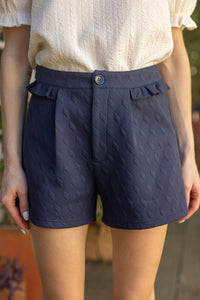 Navy Small Ruffle Shorts | Boutique Elise | Nelly Voy