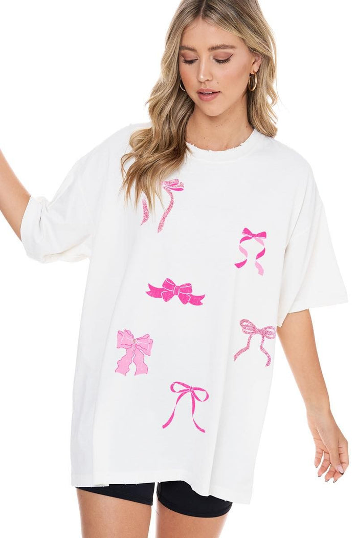 Pink Bow Graphic Tee | Boutique Elise zutter