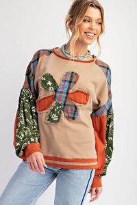 Long Sleeve Patchwork Flower Top | Boutique Elise | Avery Easel