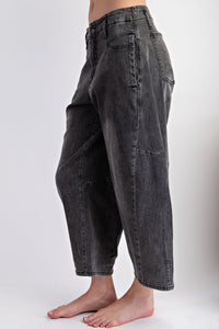 Washed Black Denim Barrel Jeans | Boutique Elise | Emily Easel