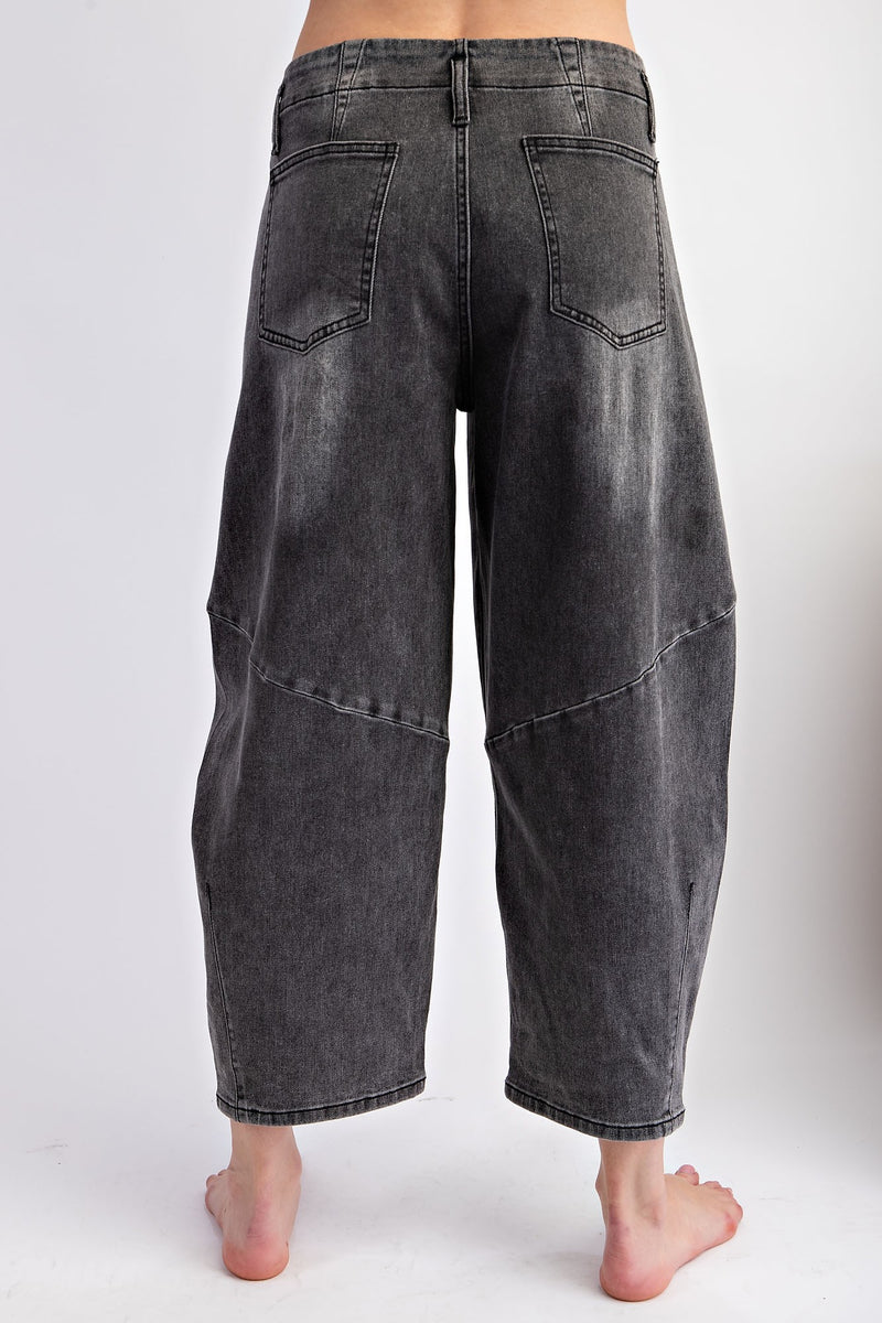 Washed Black Denim Barrel Jeans | Boutique Elise | Emily Easel