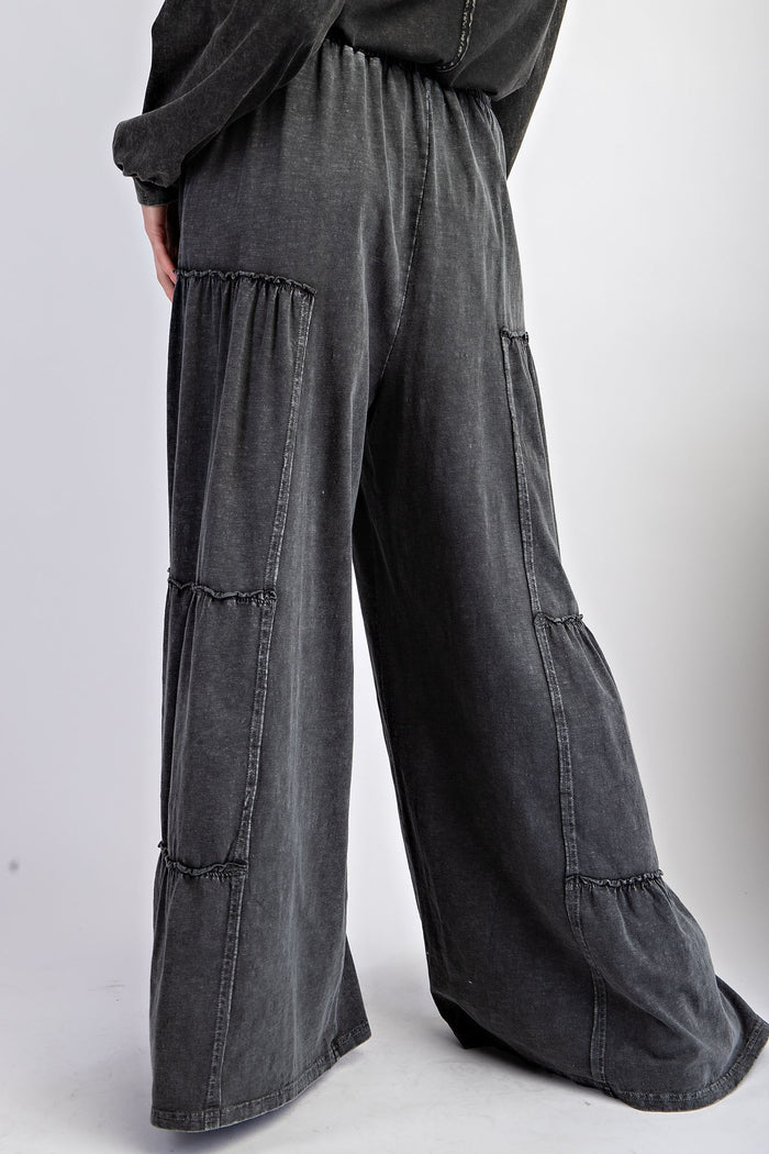 Black Mineral Wash Wide Leg Pant | Boutique Elise | Whitney Easel