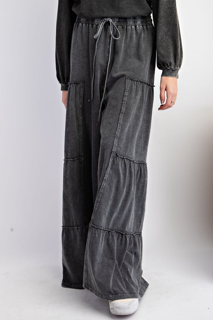 Black Mineral Wash Wide Leg Pant | Boutique Elise | Whitney Easel