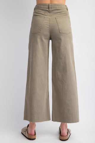 Olive Green Denim Heart Patch Detail Pants | Boutique Elise | Ollie easel