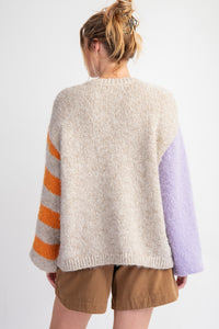 Purple Colorblock Long Sleeve Sweater | Boutique Elise | Jenny Easel