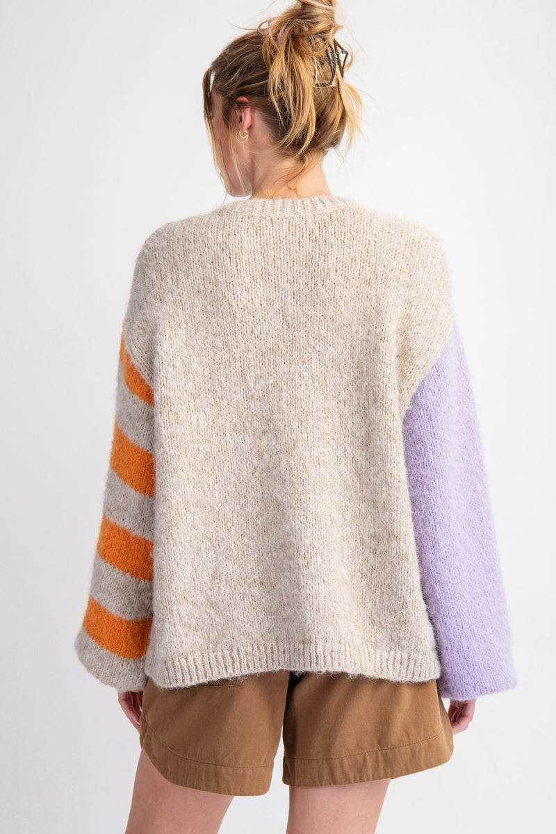 Purple Colorblock Long Sleeve Sweater | Boutique Elise | Jenny Easel