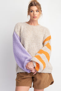 Purple Colorblock Long Sleeve Sweater | Boutique Elise | Jenny Easel