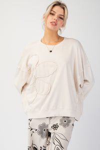 Ecru Flower Patch Oversized Sweatshirt | Boutique Elise | Maggie Easel