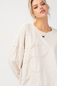 Ecru Flower Patch Oversized Sweatshirt | Boutique Elise | Maggie Easel