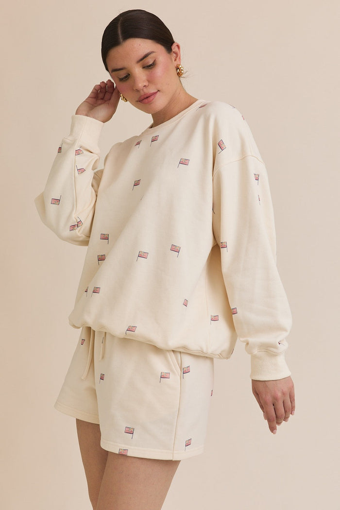 USA Flag Sweatshirt and Shorts Set Gilli