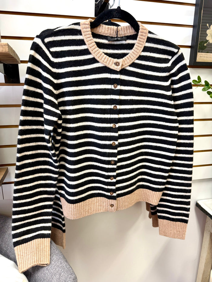 Black and Taupe Stripe Cardigan | Laurel Blu Pepper