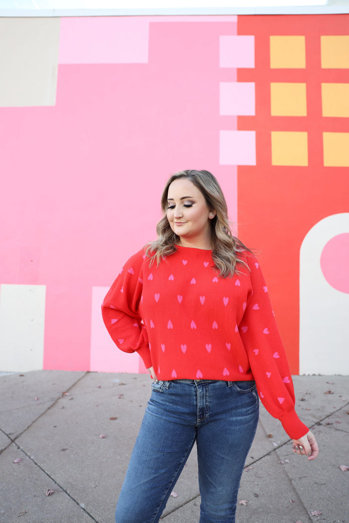 Red and Pink Hearts Sweater | Boutique Elise | Raya Staccato