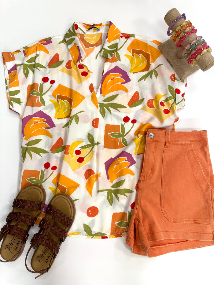 Ivory Fruit Print Top | Boutique Elise | Izzy Staccato