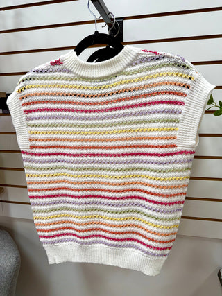 Bright Multicolor Crochet Detail Top | Tristen Staccato