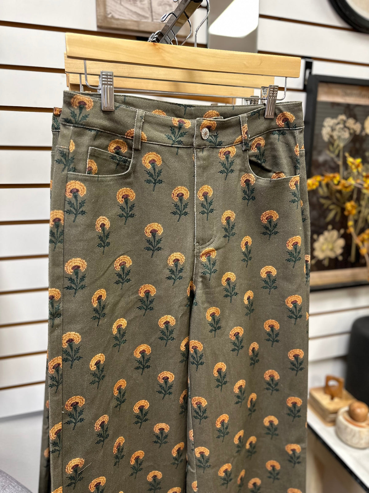 Sunflower Print Denim Pant | Sunny Entro