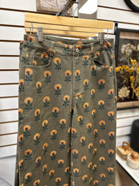 Sunflower Print Denim Pant | Sunny Entro