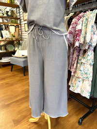 Light Grey Stitch Detail Crop Lounge Pants | Boutique Elise | Gabriella Entro
