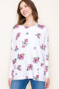 staccato ivory floral print lightweight sweater