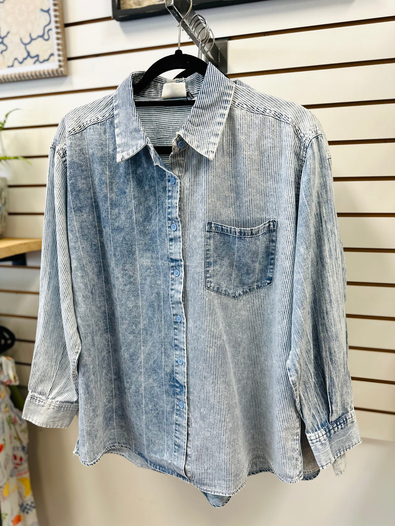Light Chambray Button-Down Top | Shelby Very J