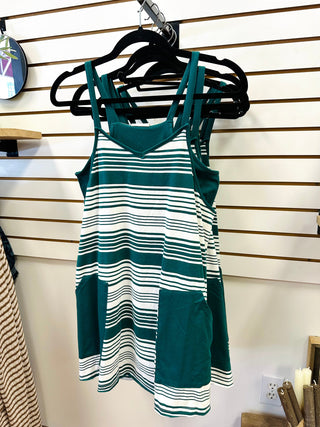Forest Green Stripe Athleisure Dress | Delilah Very J
