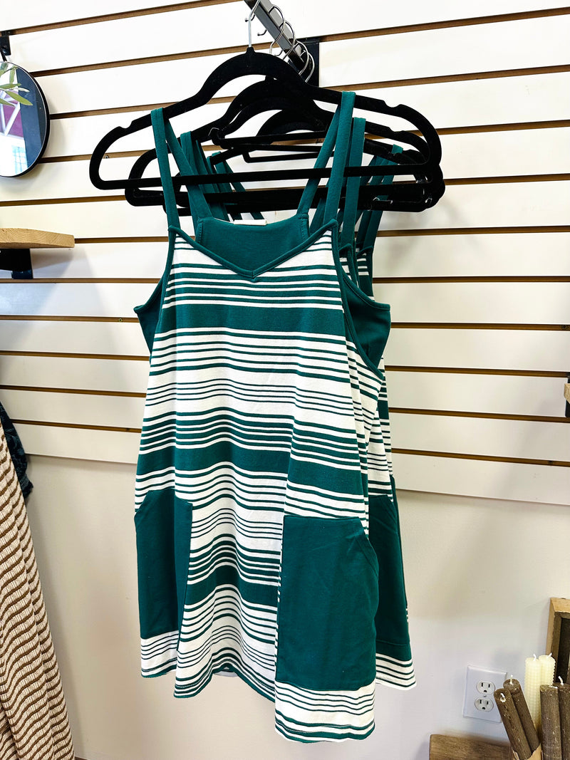Forest Green Stripe Athleisure Dress | Delilah Very J