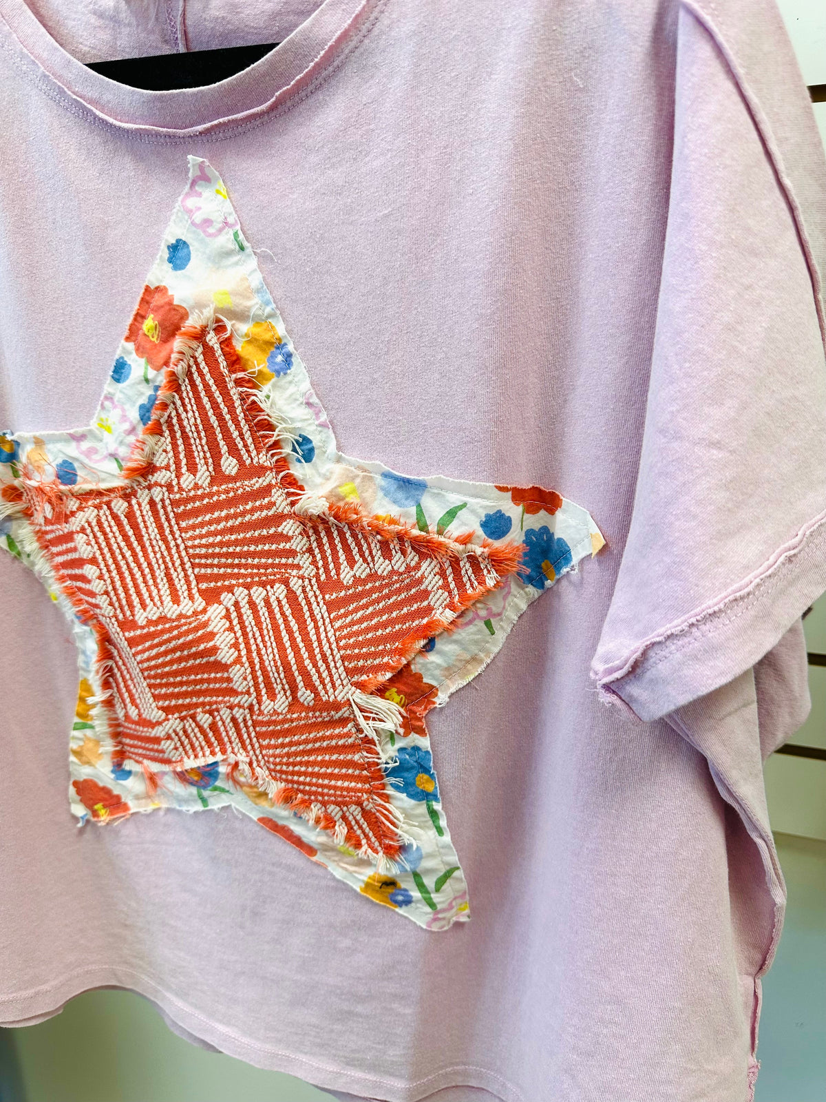 Pink Star Printed Short Sleeve Top | Tia Easel