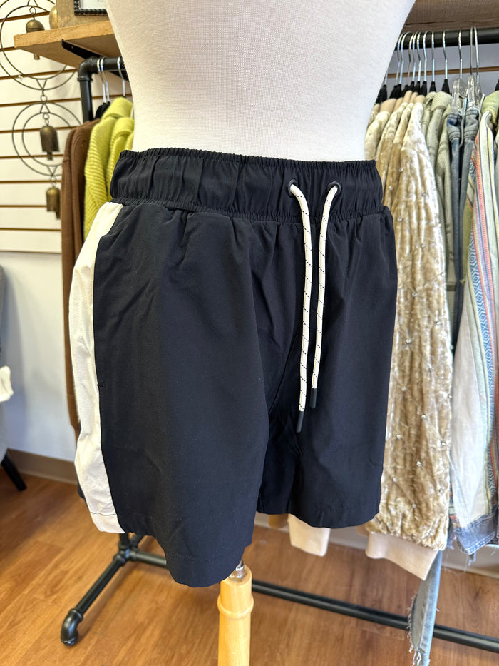 Black Stripe Detail Active Shorts | Boutique Elise | Kara Mono b